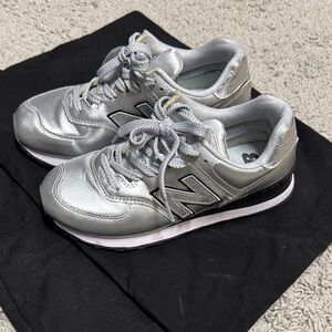 New Balance Metallic Silver Sneakers